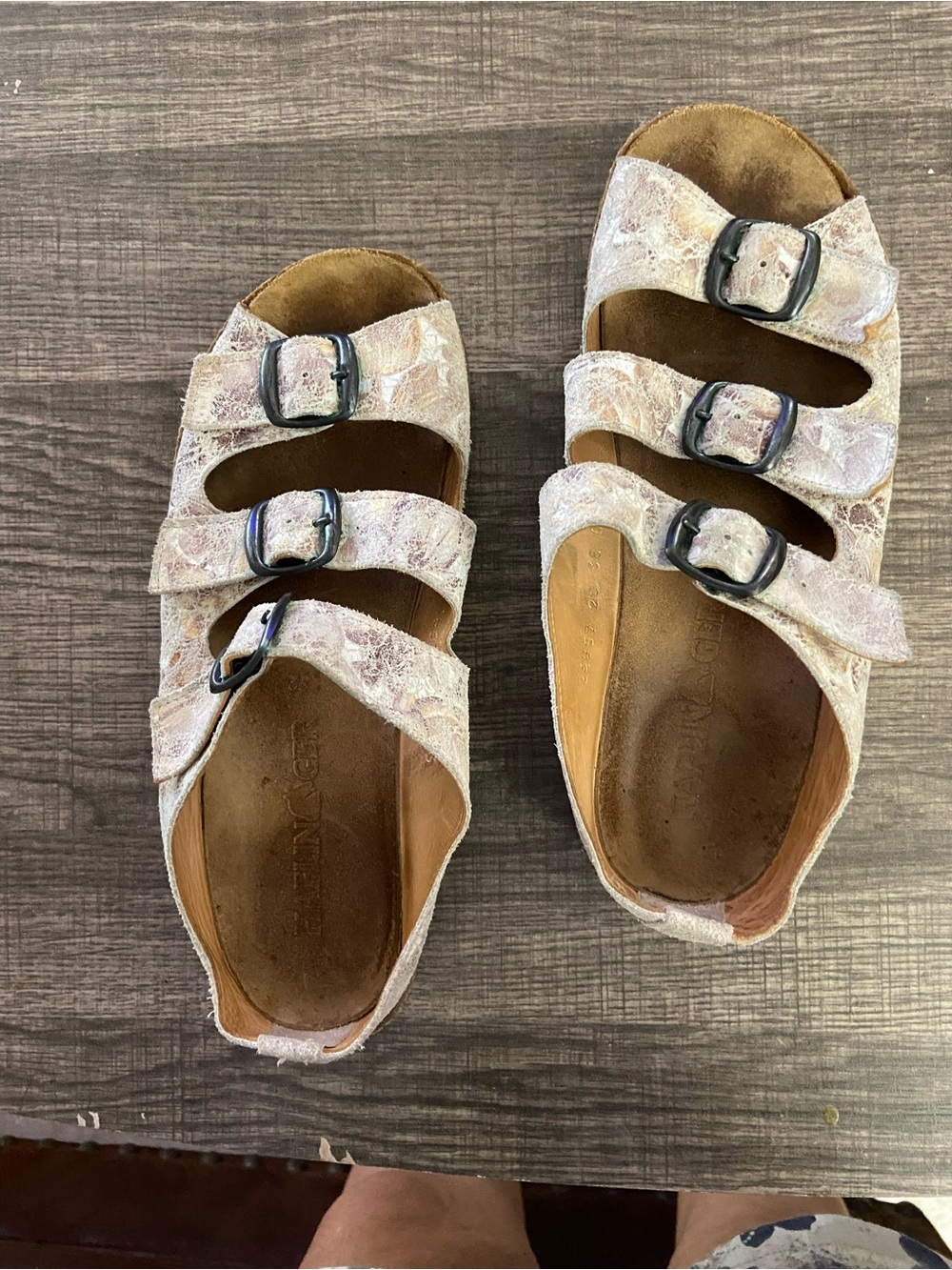 Haflinger Women's Multi-Strap Buckle Sandals in Light Metallic Beige
